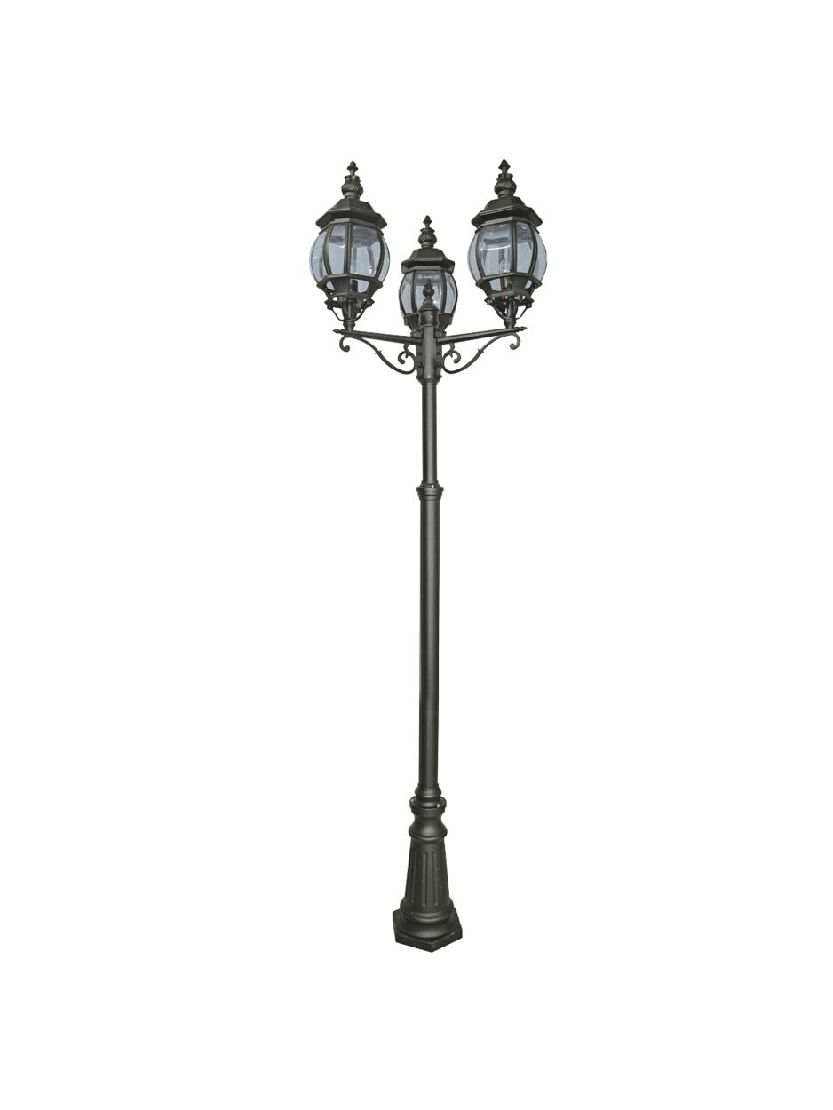 Searchlight Bel Aire Buiten Post Zwart Metaal & Helder Glas