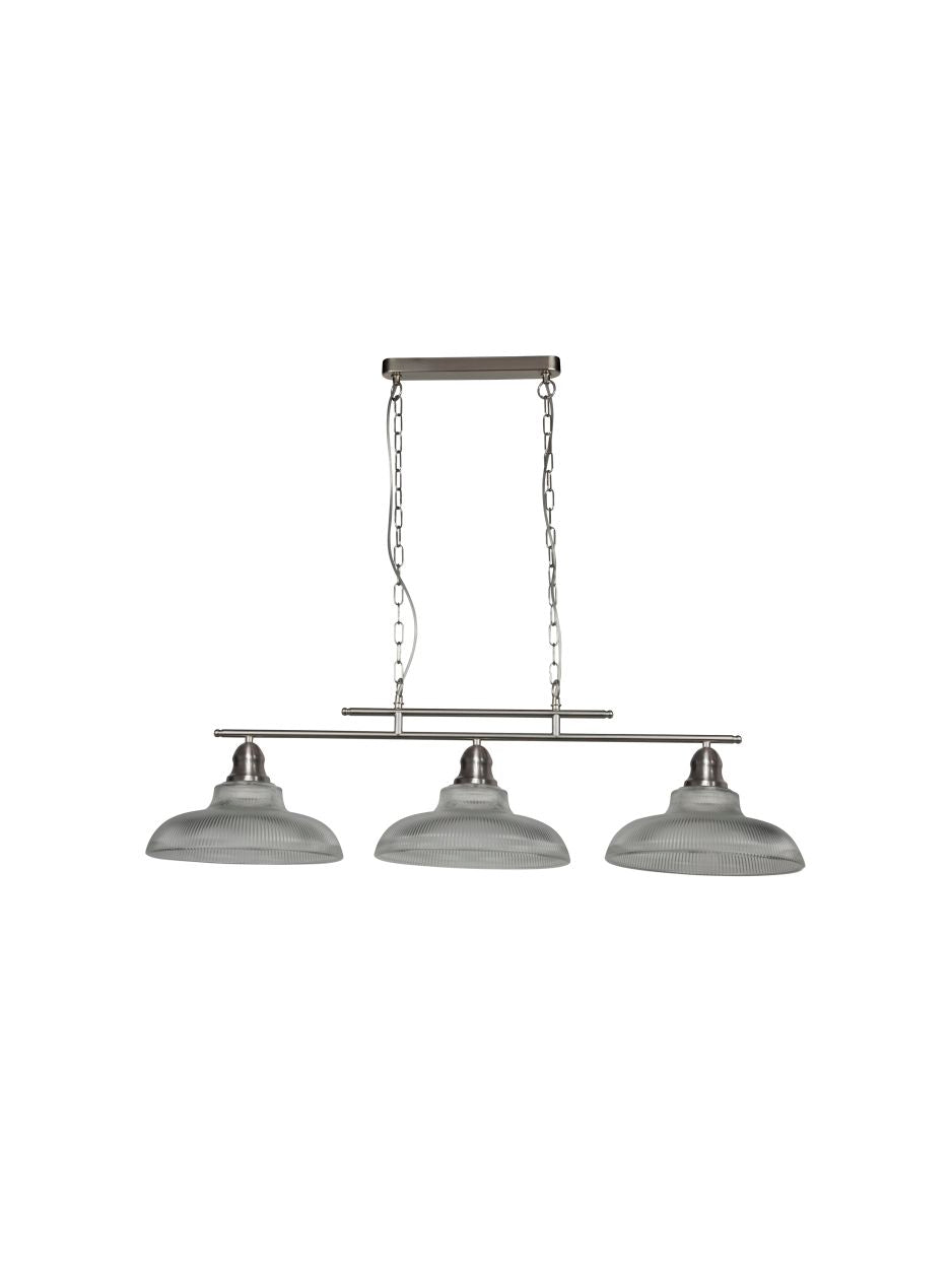 Searchlight Bistro III 3Lt Bar Hanglamp Satin Zilver Metaal