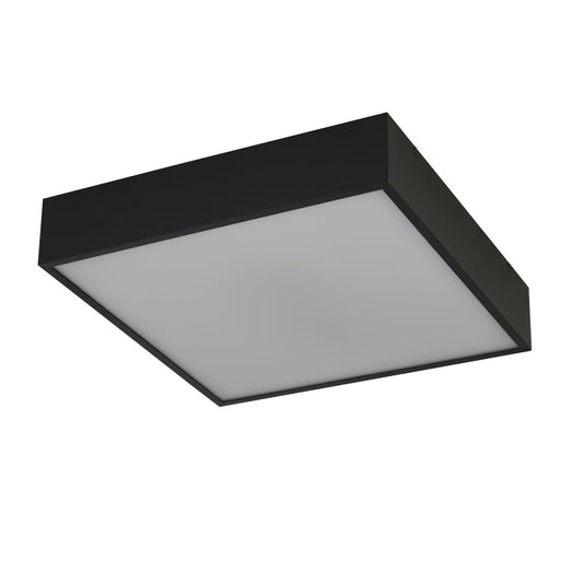 Searchlight Zeus Flush Zwart Metaal & Opal Polycarbonate