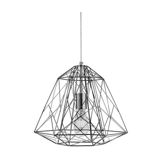 Searchlight Geometric Cage Ceiling Hanglamp Chroom Metaal