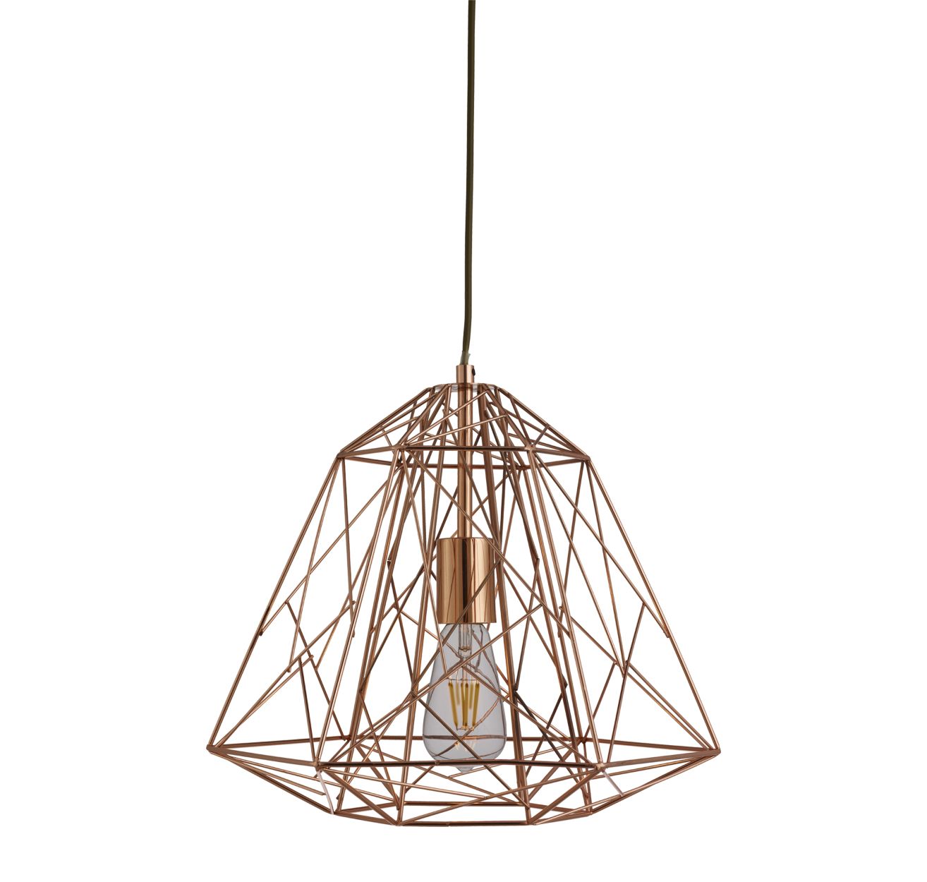 Searchlight Geometric Hanglamp Shiny Koper Metaal