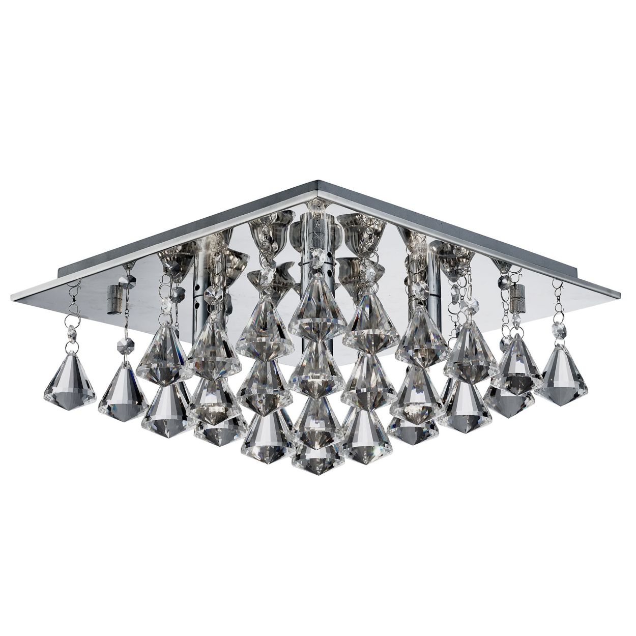 Searchlight Hanna 4Lt Flush Chroom & Helder Kristal Drops