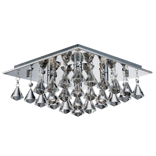Searchlight Hanna 4Lt Flush Chroom & Helder Kristal Drops