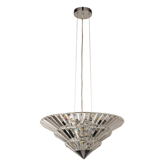 Searchlight Savannah 8Lt Pendant To Flush - Chrome Metal & Clear Crystal