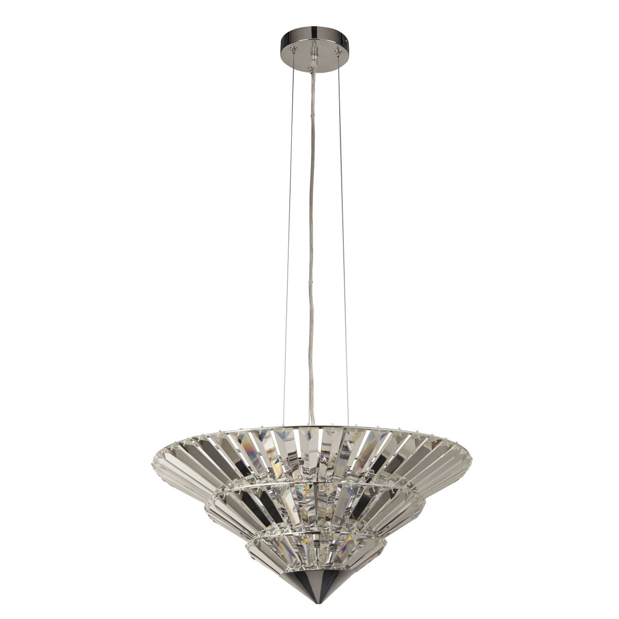 Searchlight Savannah 8Lt Hanglamp To Flush Chroom Metaal & Helder Kristal