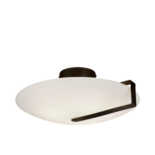 Searchlight Sundial Flush Zwart Metaal & Mat Glas