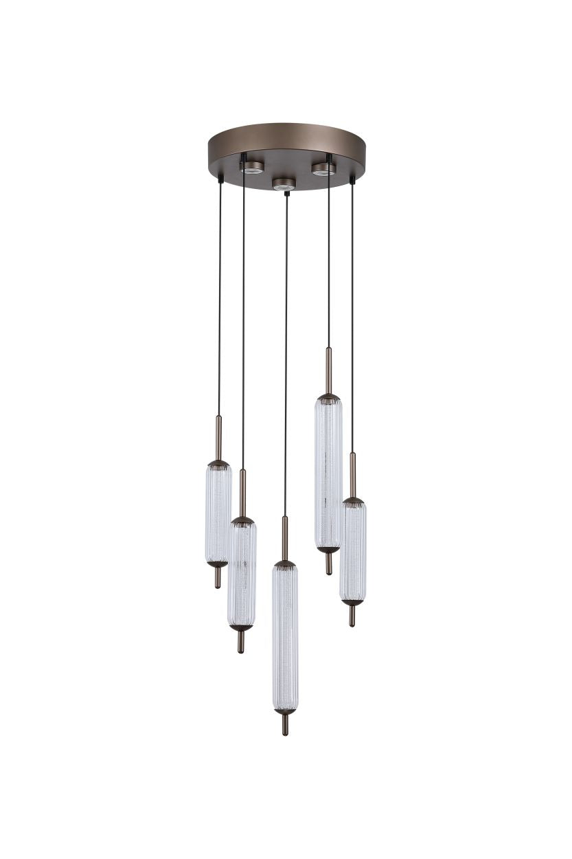 Searchlight Cattail 5Lt LED Hanglamp lamp Latte Metaal with Helder Glas