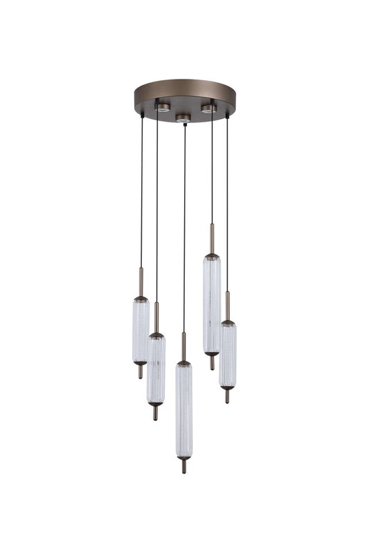 Searchlight Cattail 5Lt LED Hanglamp lamp Latte Metaal with Helder Glas