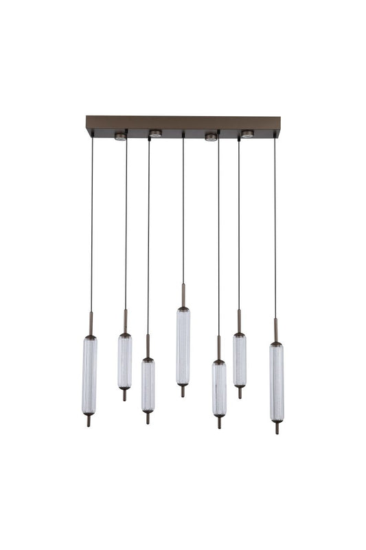 Searchlight Cattail 7Lt LED Hanglamp lamp Latte Metaal with Helder Glas