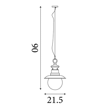 Searchlight Station Outdoor Pendant - Rustic Brown Metal & Glass