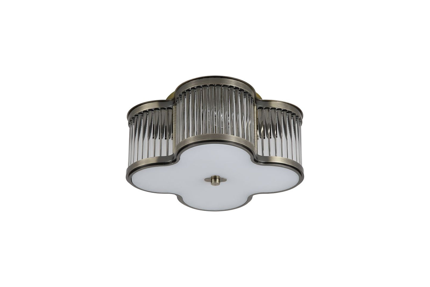 Searchlight Lotus 2Lt Flush, Antique Messing Metaal and Glas Diffuser