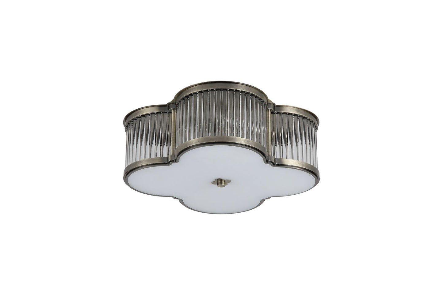 Searchlight Lotus 3Lt Flush, Antique Messing Metaal and Glas Diffuser