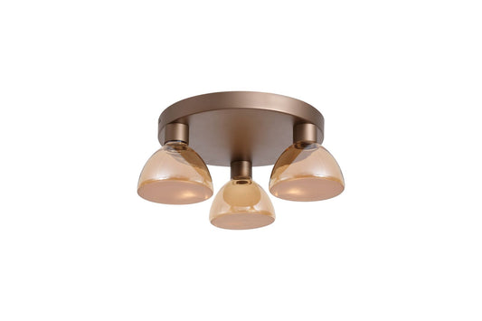 Searchlight Cannes LED 3Lt Flush, Latte Metaal and Amber Glas