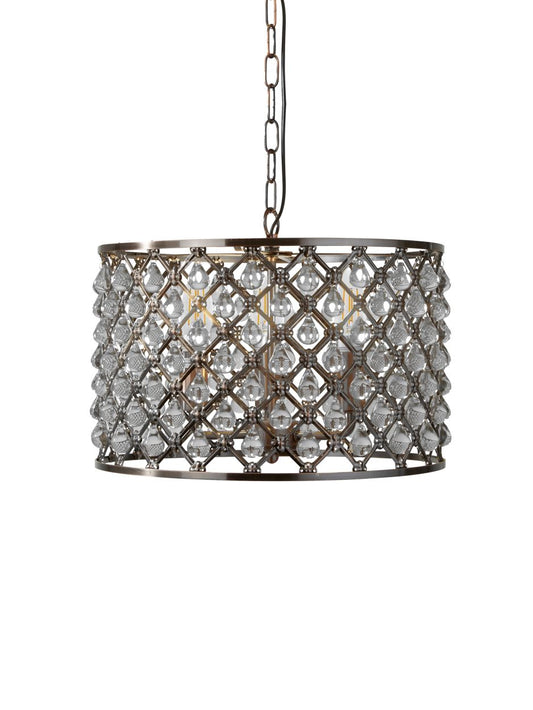 Searchlight Marquise 3Lt Drum Hanglamp Antique Koper Metaal & Glas