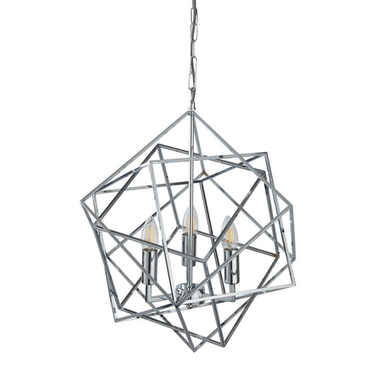 Searchlight Cube 3Lt Hanglamp Gepolijst Chroom Metaal