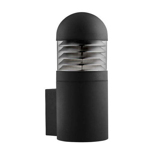 Searchlight Bronx Buiten Wandlamp Zwart Metaal, Helder Glas & Polycarb