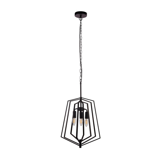 Searchlight Slinky 3Lt Ceiling Pendant - Black Metal