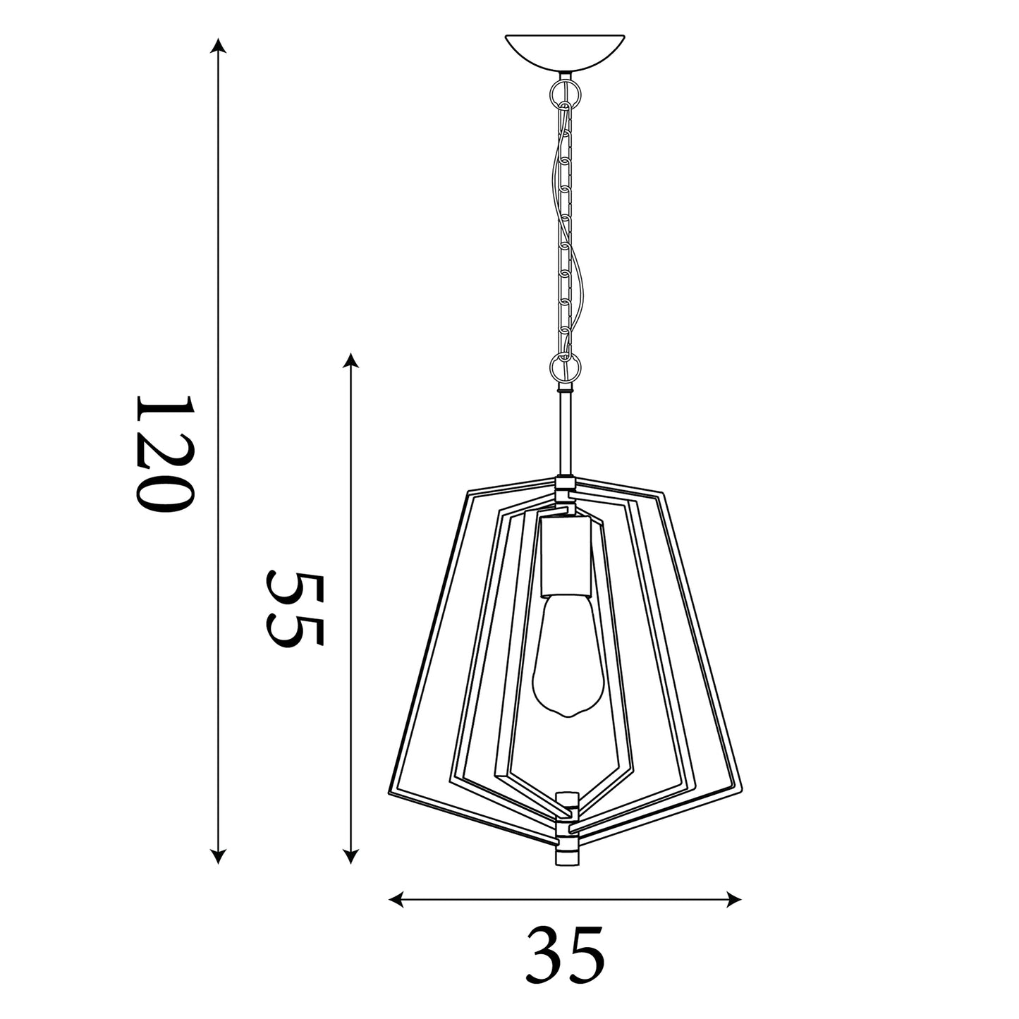 Searchlight Slinky 3Lt Ceiling Pendant - Black Metal