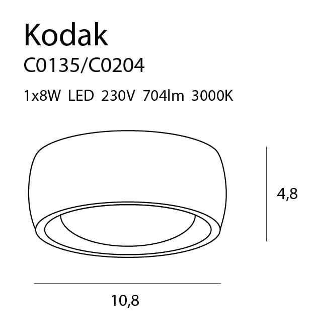 Maxlight C0204 Plafondlamp Kodak 2 Zwart
