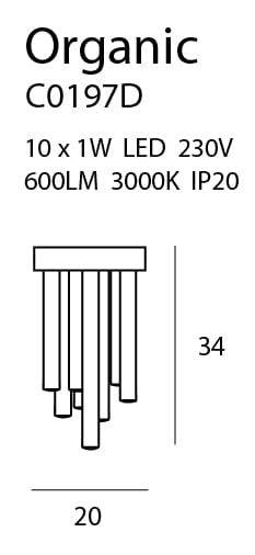 Maxlight C0197D Plafondlamp Organic Goud Klein Dimbaar