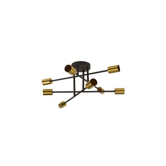Searchlight Armstrong 8Lt Semi Flush Zwart & Satin Messing Metaal