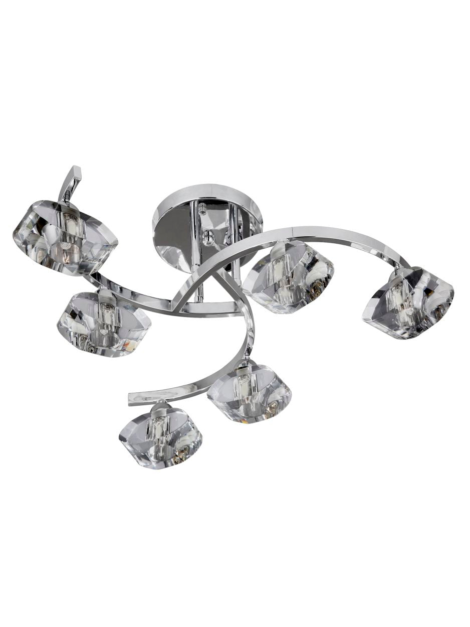 Searchlight Sculptured Ice II 6Lt Flush Chroom & Glas