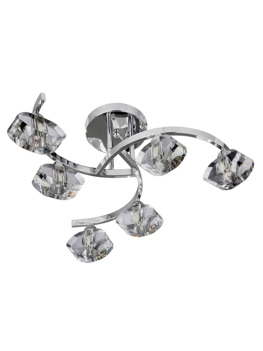 Searchlight Sculptured Ice II 6Lt Flush Chroom & Glas