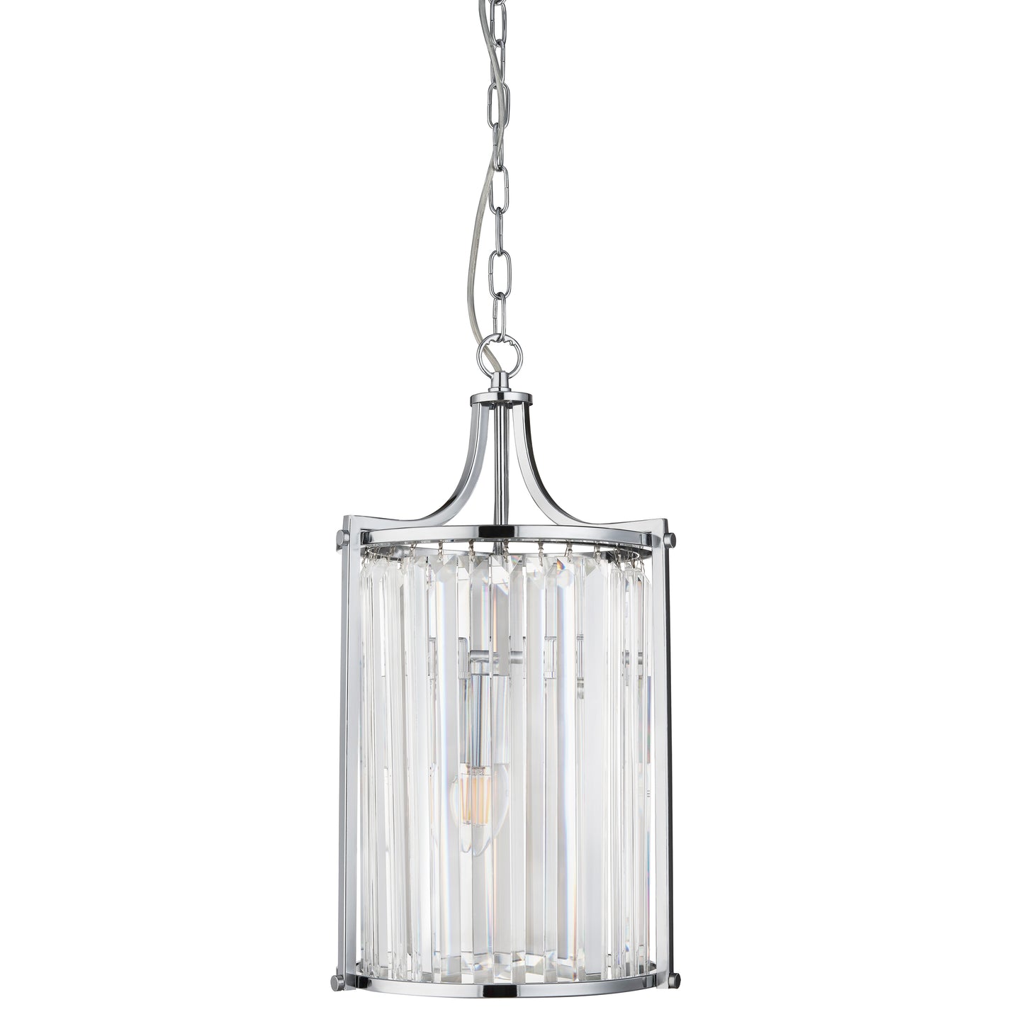 Searchlight Victoria  2Lt Pendant  - Chrome Metal & Clear Crystal