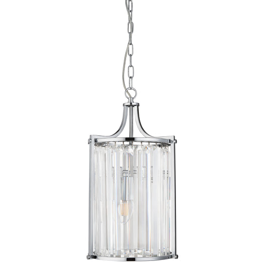 Searchlight Victoria  2Lt Pendant  - Chrome Metal & Clear Crystal