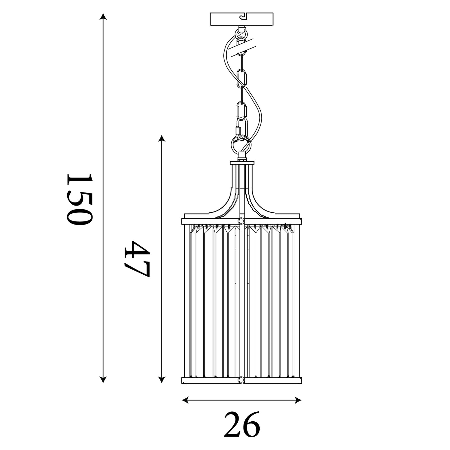 Searchlight Victoria  2Lt Pendant  - Chrome Metal & Clear Crystal