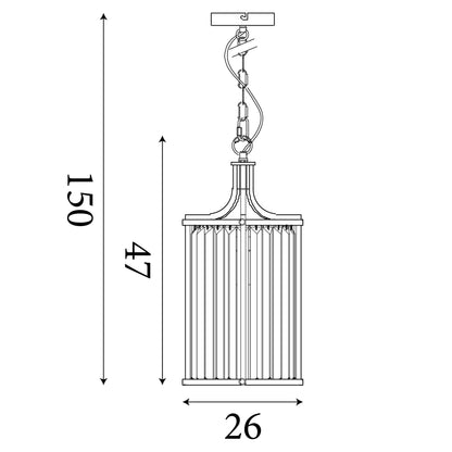 Searchlight Victoria  2Lt Pendant  - Chrome Metal & Clear Crystal