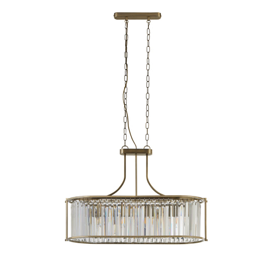 Searchlight Victoria 5Lt Oval Pendant - Antique Brass & Clear Crystal