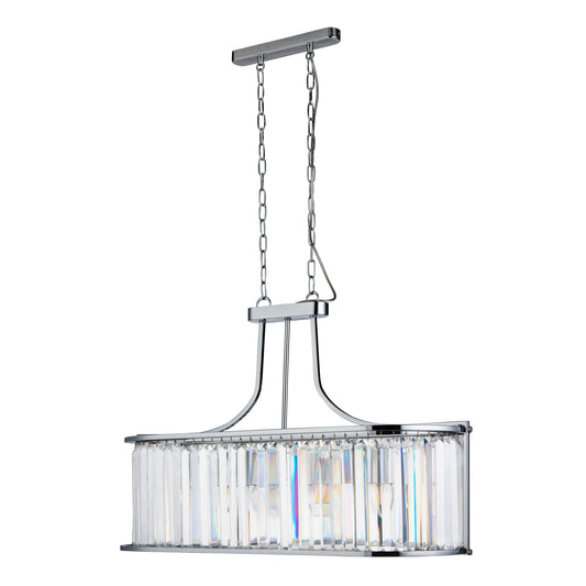 Searchlight Victoria  5Lt Pendant - Chrome Metal & Clear Crystal