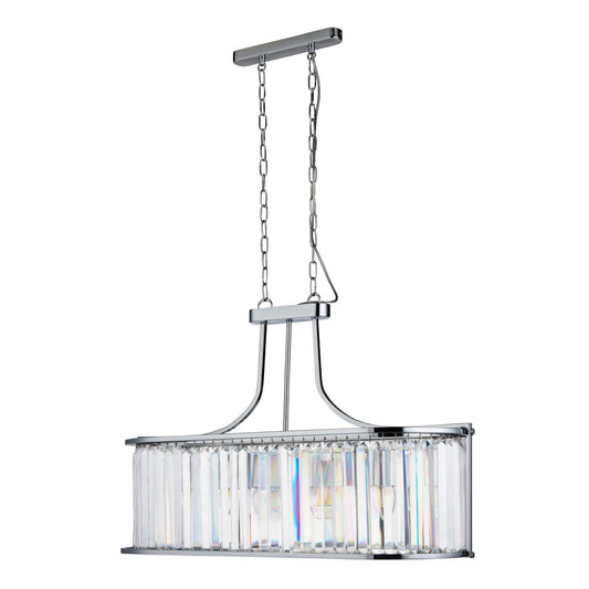 Searchlight Victoria 5Lt Hanglamp Chroom Metaal & Helder Kristal