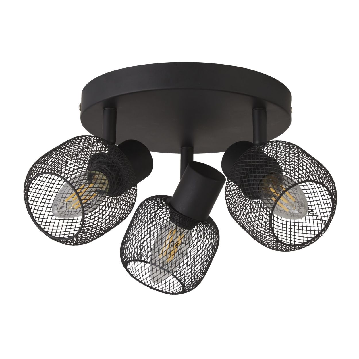 Searchlight Meshy 3Lt Cage Rond Spot Zwart Metaal