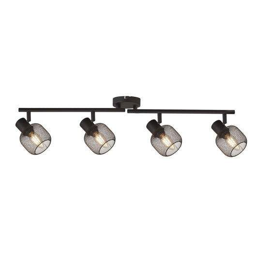 Searchlight Meshy 4Lt Cage Bar Spot Zwart Metaal