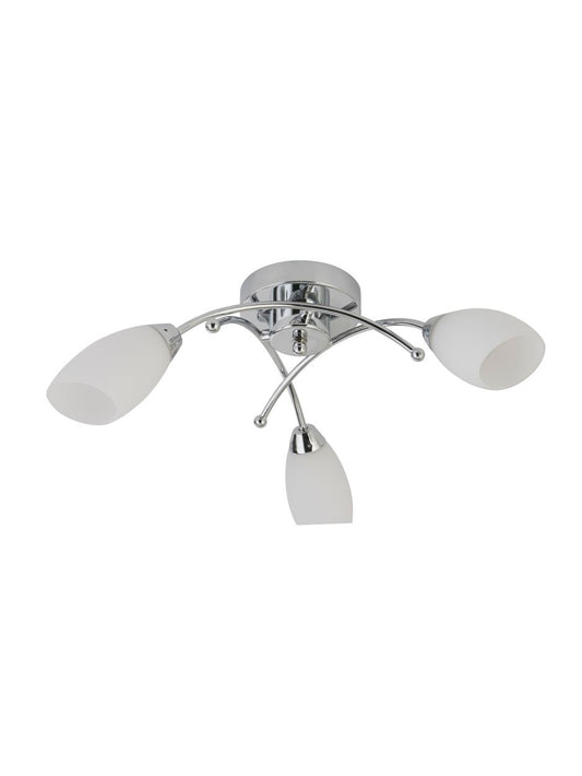 Searchlight Opera 3Lt Flush Chroom Metaal & Opal Glas