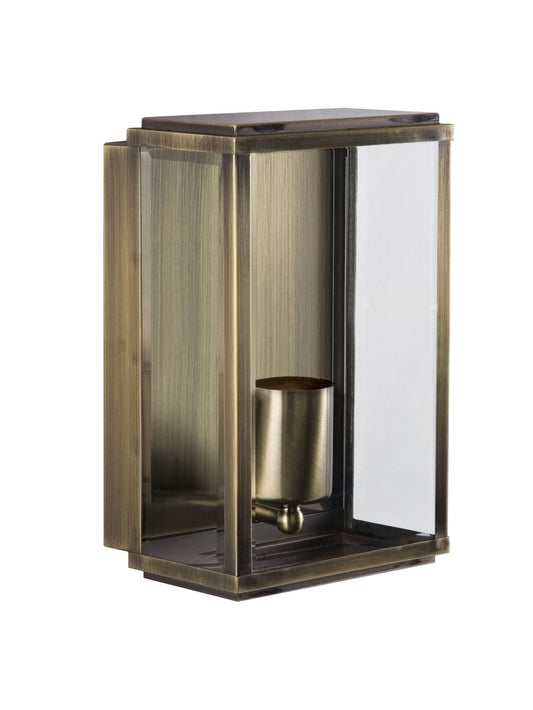 Searchlight Box Buiten Wandlamp Antique Messing Metaal & Glas
