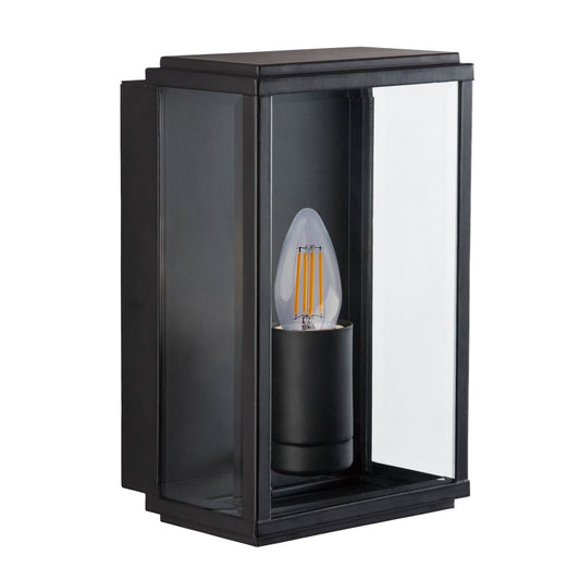 Searchlight Box Buiten Wandlamp Zwart Metaal & Glas