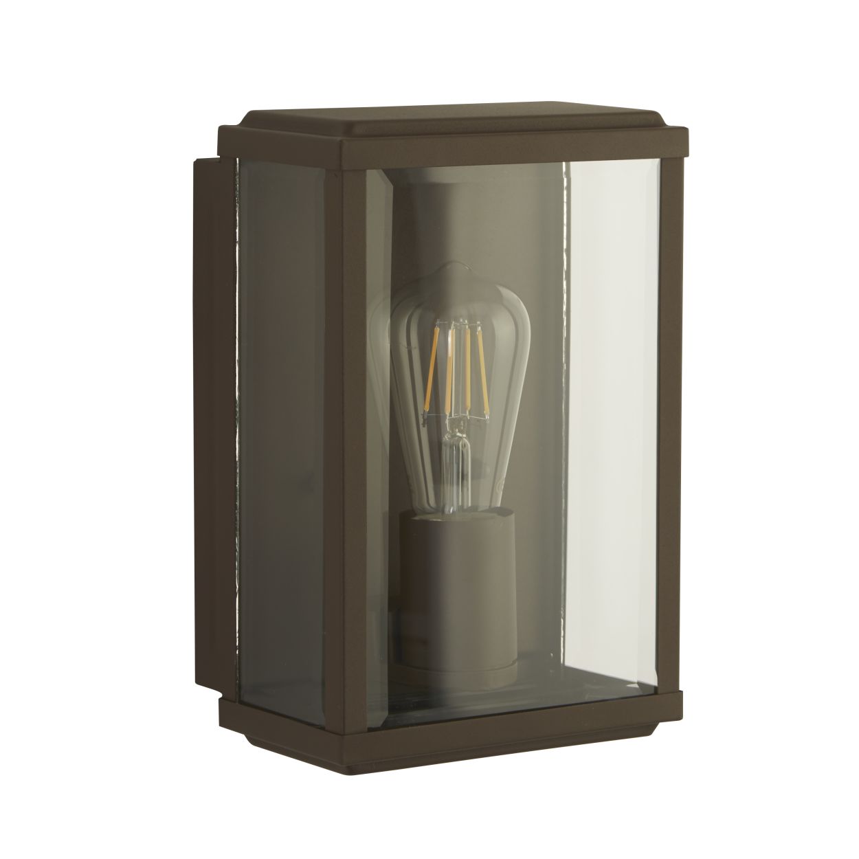 Searchlight Box Buiten Wandlamp Rustic Bruin & Glas