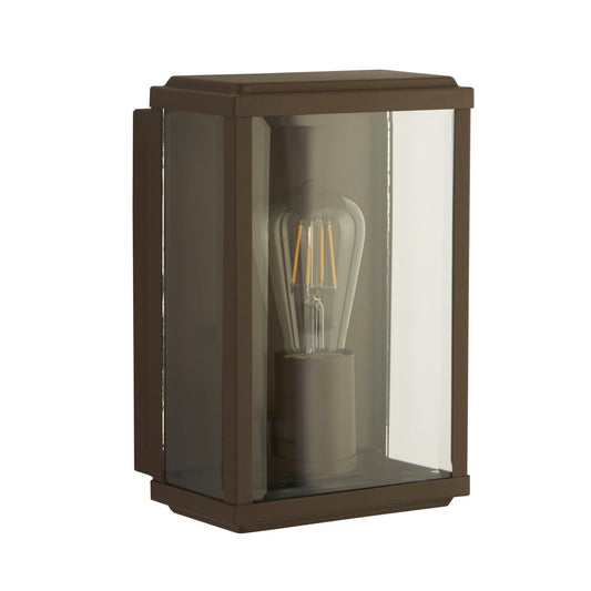 Searchlight Box Buiten Wandlamp Rustic Bruin & Glas
