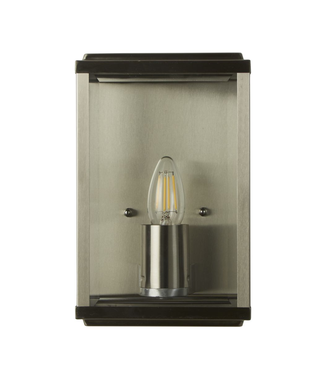 Searchlight Box Buiten Wandlamp Satin Zilver Metaal & Glas