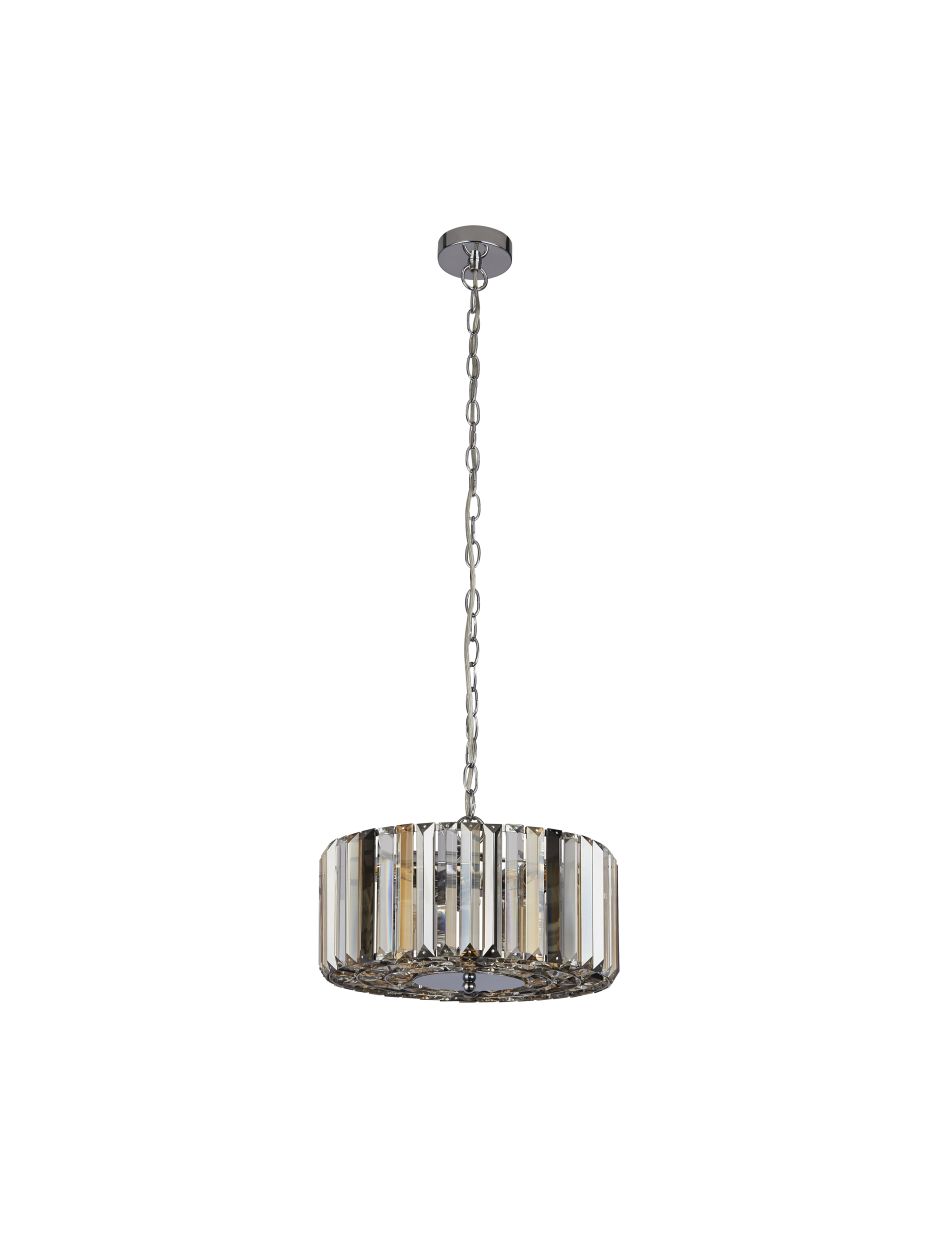 Searchlight Chapeau 3Lt Hanglamp/Semi Flush Chroom & Mixed Glas