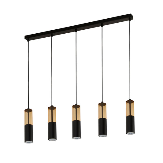Searchlight Merrygold 5Lt Bar Pendant - Black Metal & Amber Acrylic
