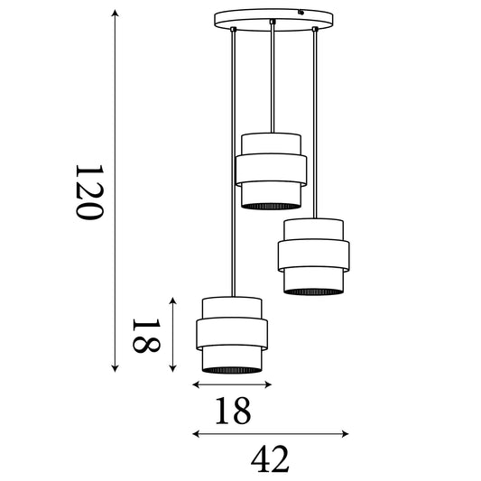 Searchlight Royal 3Lt Multi Drop Pendant, Sand Metal, Amber Ribbed Glass