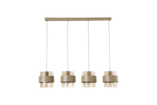 Searchlight Royal 4Lt Bar Hanglamp, Sand Metaal, Amber Ribbed Glas
