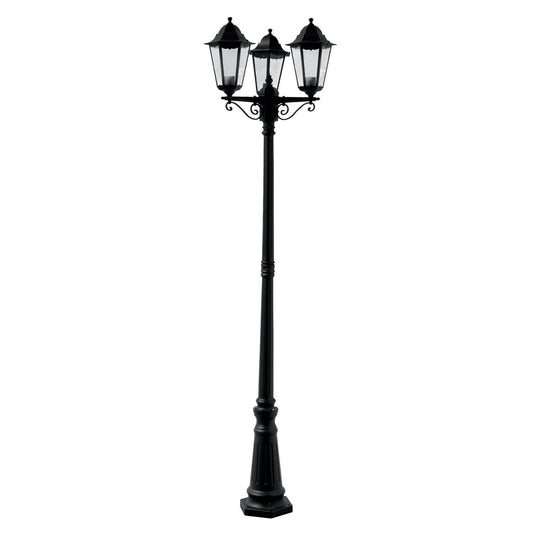 Searchlight Alex 220cm 3Lt Buiten Post Silk Zwart Metaal & Glas, IP44
