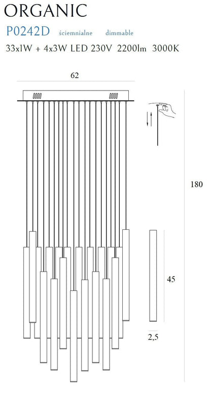 Maxlight P0242D Hanglamp Organic 33X1 Goud Dimbaar