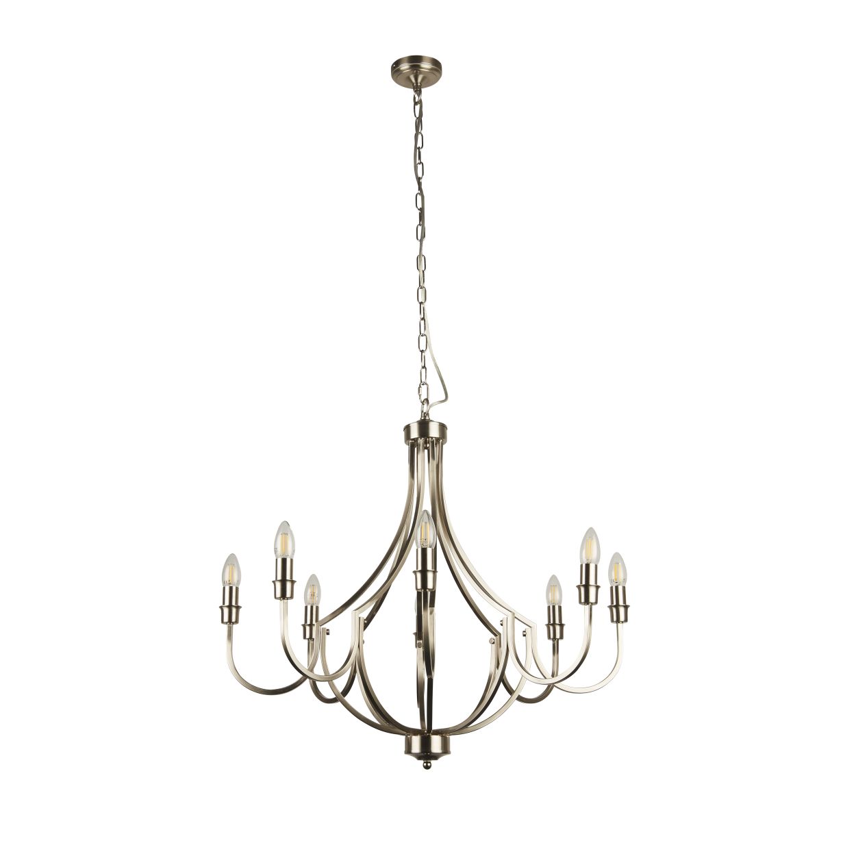 Searchlight Lodge 8Lt Hanglamp Satin Zilver Metaal
