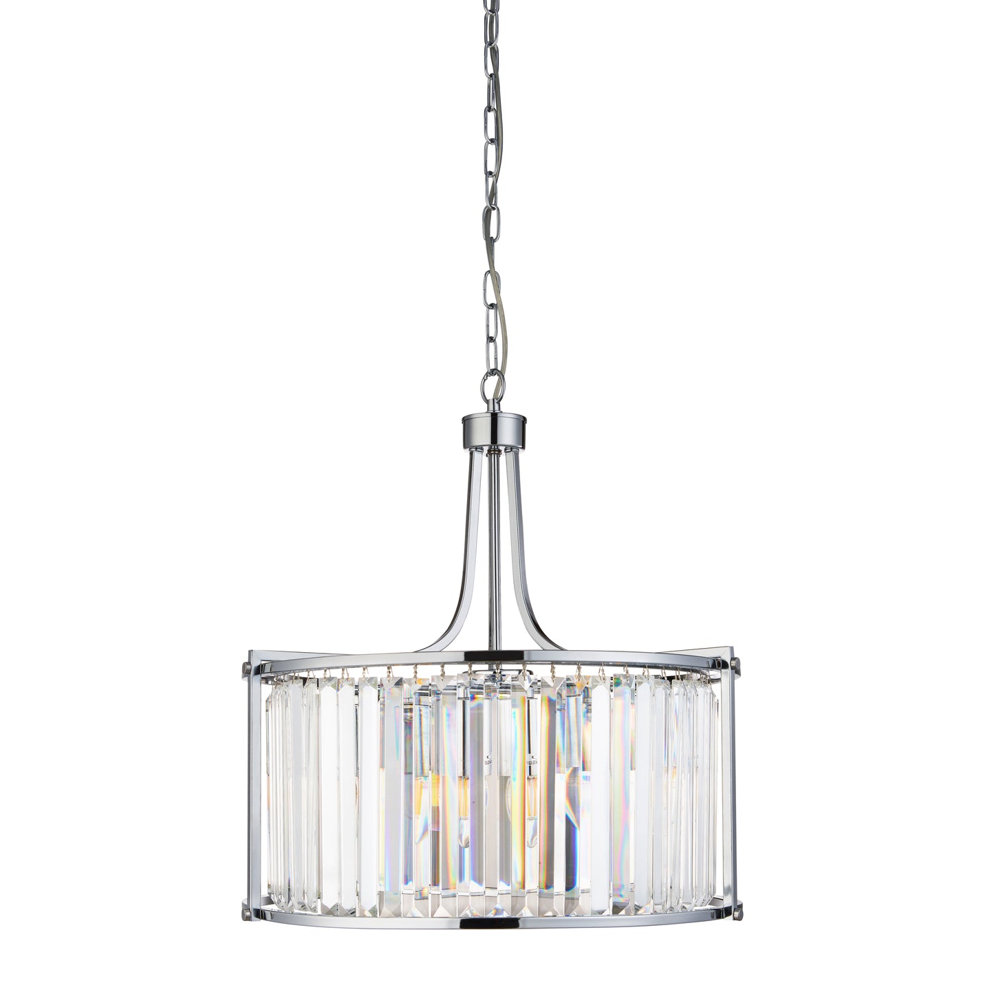 Searchlight Victoria  5Lt Drum Pendant  - Chrome Metal & Clear Crystal